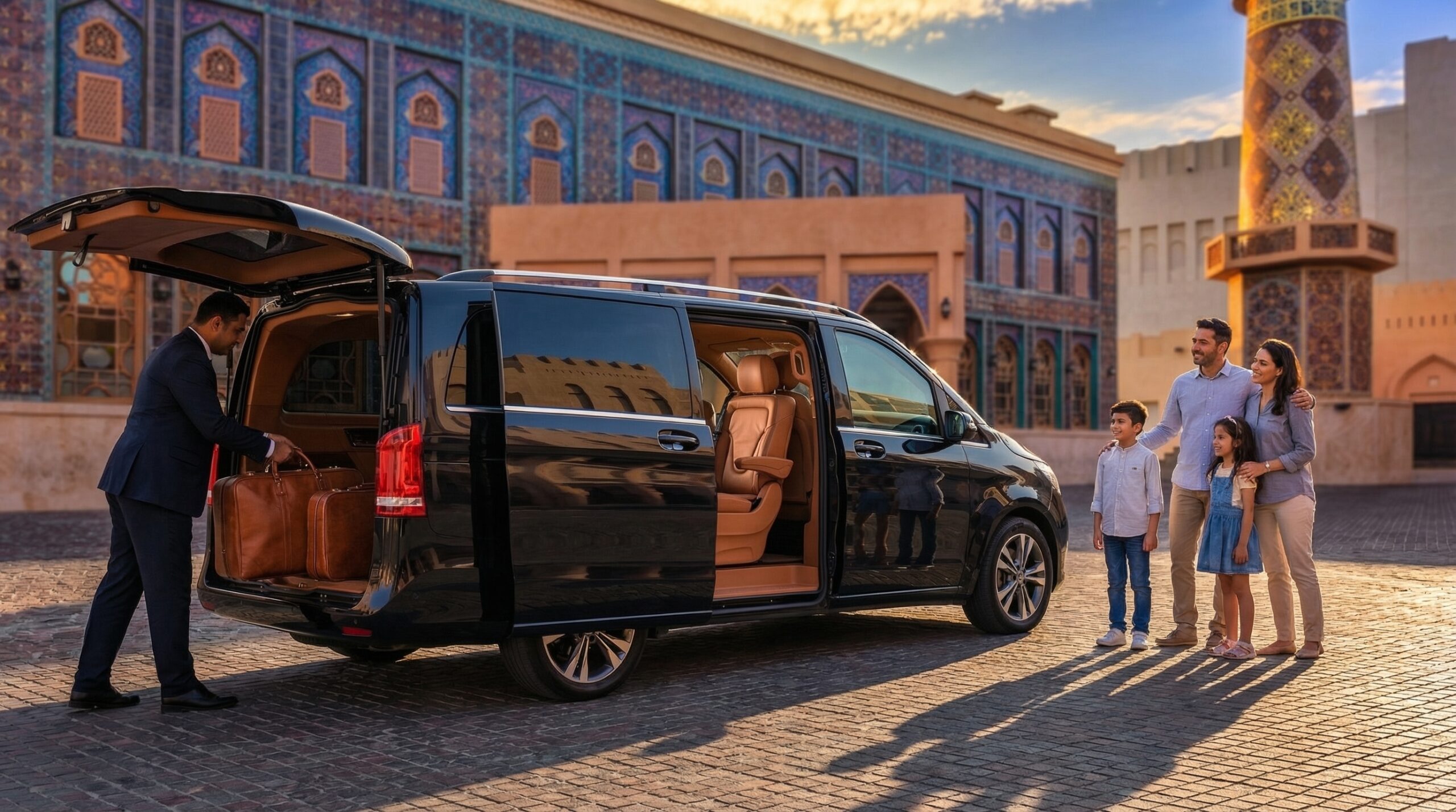 Private Doha airport transfer and chauffeur service vehicle in Qatar