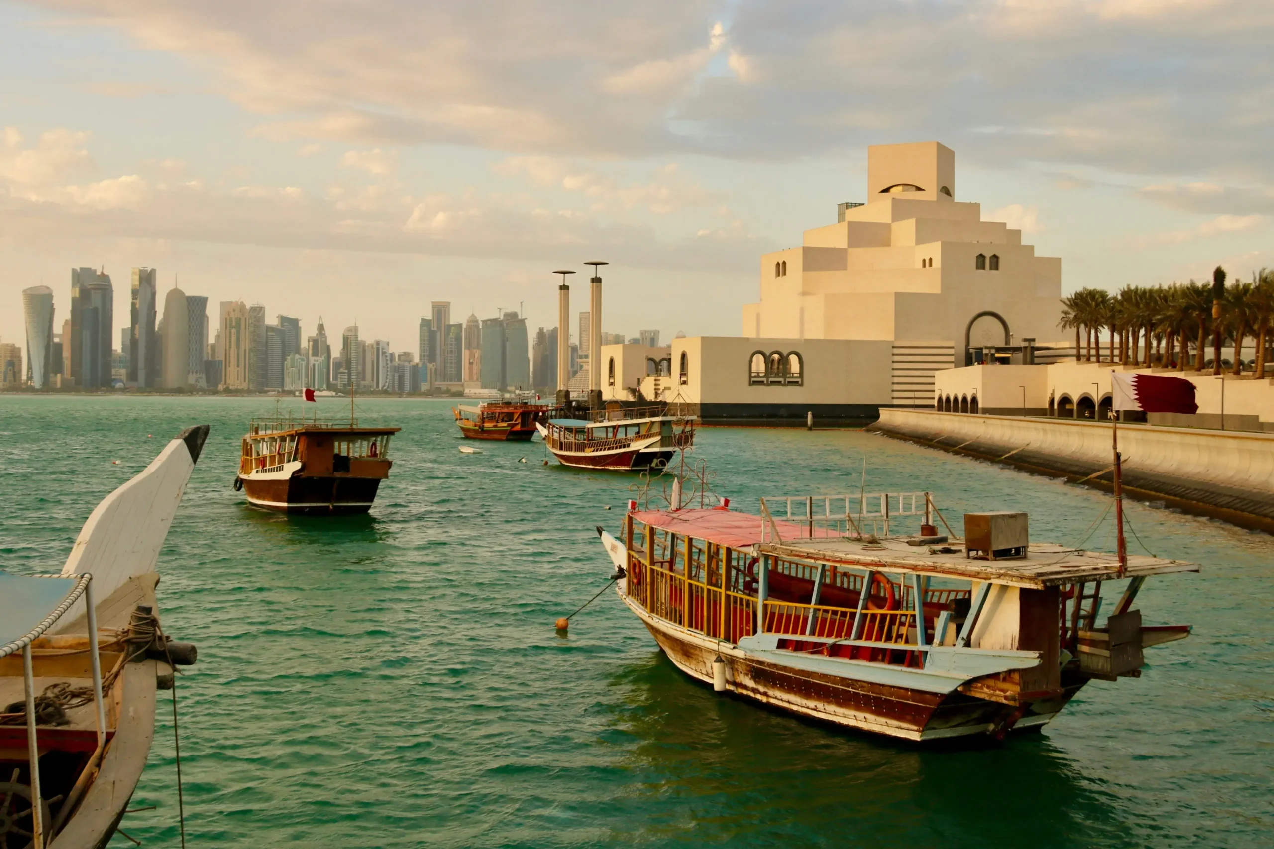 Doha City Tour with Dhow Cruise including Corniche skyline and traditional boat experience