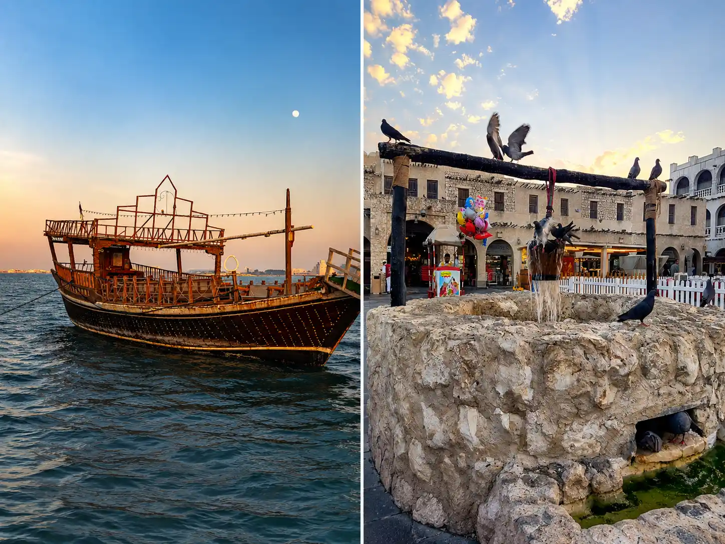 Traditional dhow and Doha city landmarks on a combined tour