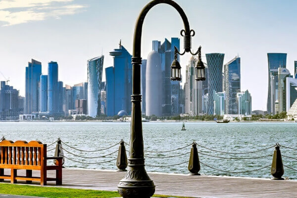 Doha Corniche waterfront with West Bay skyline