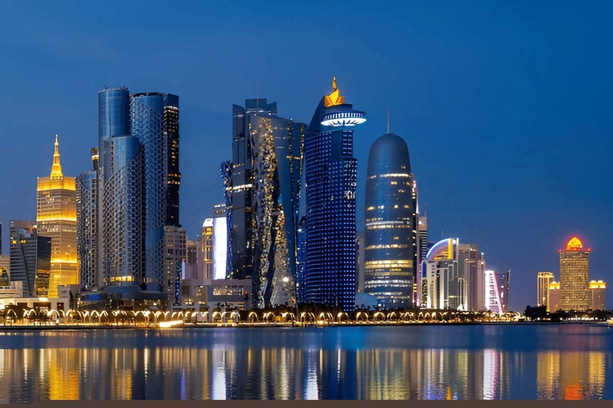 West Bay skyline in Doha at night