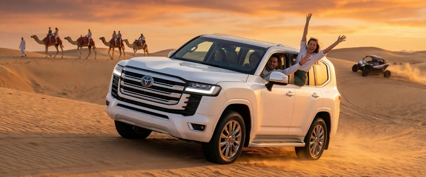 Land Cruiser during a Qatar desert safari in the dunes